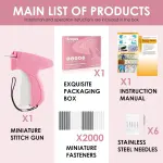 Stitch Gun for Clothes - Handheld Stitch Gun Quick Clothing Fixer - Tagging Gun - Includes 6 Needle, 1000 Black Fasteners & 1000 White Fasteners
