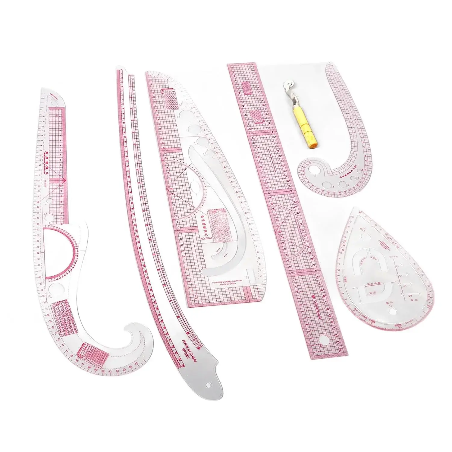 French Curve Ruler Set, Sewing Ruler Tailoring Tool, Pattern Making Ruler with Detailed Scale for Beginners Tailors Designers
