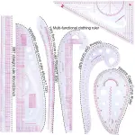 French Curve Ruler Set, Sewing Ruler Tailoring Tool, Pattern Making Ruler with Detailed Scale for Beginners Tailors Designers
