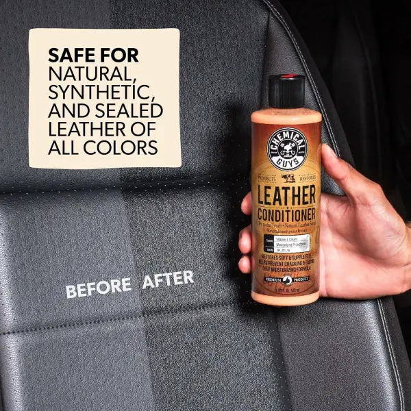 Chemical Guys Leather Cleaner and Conditioner Detailing Kit - Leather Care Kit For Natural, Synthetic, Faux, Pleather, and More for Car Interiors, Apparel, Furniture, Boots & Accessories - 9 Items