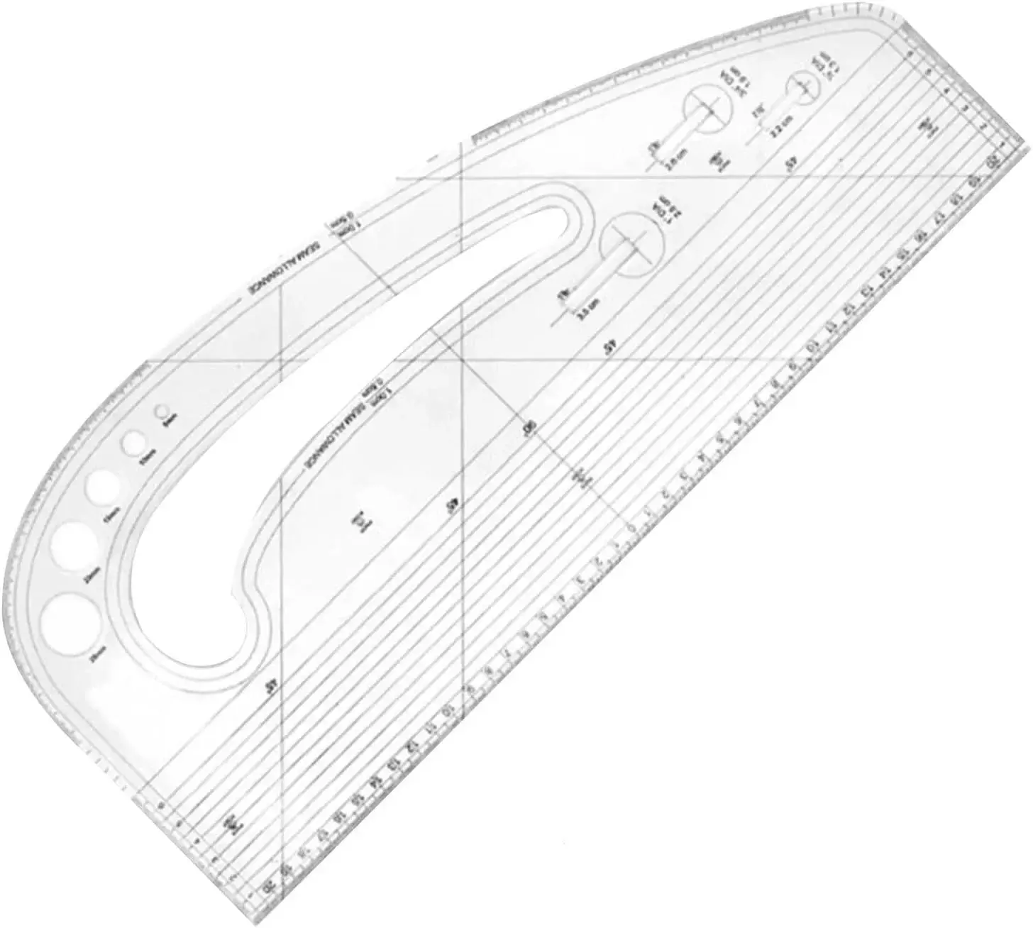 1pc Acrylic Pattern Making Ruler 10"x4.7" Acrylic DIY Crafts Sewing Template for Designers Tailors Metric Measurement Tool