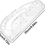 1pc Acrylic Pattern Making Ruler 10"x4.7" Acrylic DIY Crafts Sewing Template for Designers Tailors Metric Measurement Tool