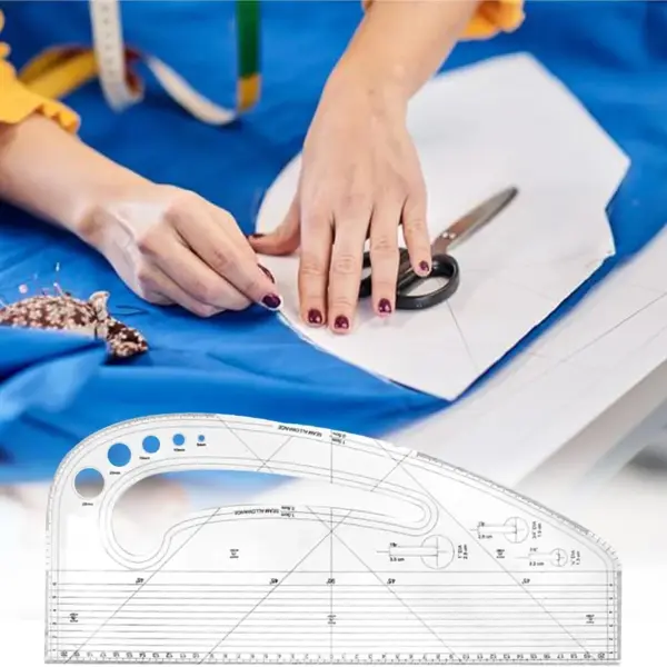 1pc Acrylic Pattern Making Ruler 10"x4.7" Acrylic DIY Crafts Sewing Template for Designers Tailors Metric Measurement Tool