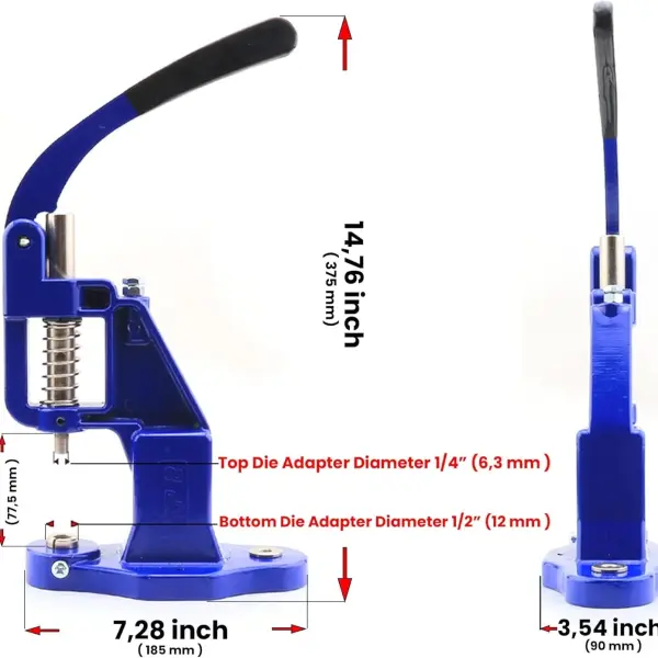 Snap Fastener Button Machine with Dies - Hand Press Machine for Metal Snap Fasteners Setting Tools