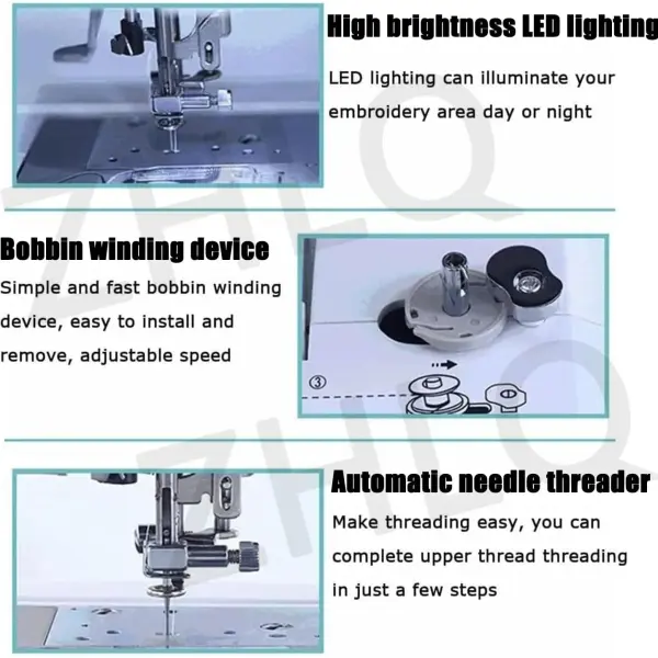 Electric Embroidery Machine, Automatic Sewing Machine Large LCD Touch Screen, Clothing Embroidery Tool with 4" X 4"/4" X 9.2" Embroidery Area and LCD Touch Screen, for Home Clothing