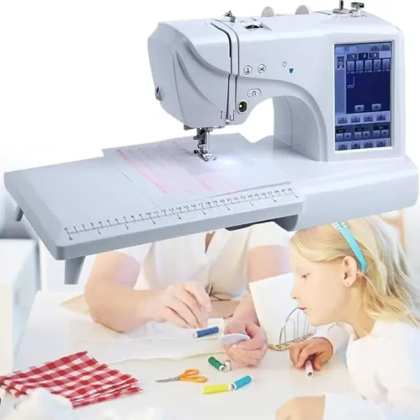 Electric Embroidery Machine, Automatic Sewing Machine Large LCD Touch Screen, Clothing Embroidery Tool with 4" X 4"/4" X 9.2" Embroidery Area and LCD Touch Screen, for Home Clothing