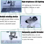 Electric Embroidery Machine, Automatic Sewing Machine Large LCD Touch Screen, Clothing Embroidery Tool with 4" X 4"/4" X 9.2" Embroidery Area and LCD Touch Screen, for Home Clothing
