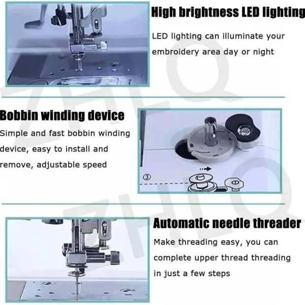 Electric Embroidery Machine, Automatic Sewing Machine Large LCD Touch Screen, Clothing Embroidery Tool with 4" X 4"/4" X 9.2" Embroidery Area and LCD Touch Screen, for Home Clothing