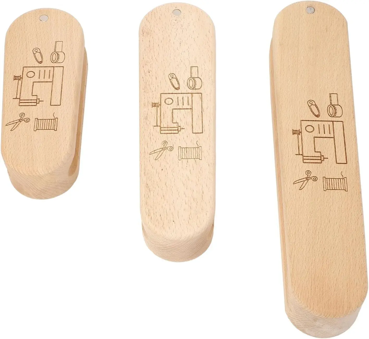 Tissting Wooden Tailors Clapper Set with Magnetic Pin Cushion - 3 Sizes for Quilting, Sewing, and Ironing, Multi-Purpose Tool for Professional Seam Flattening
