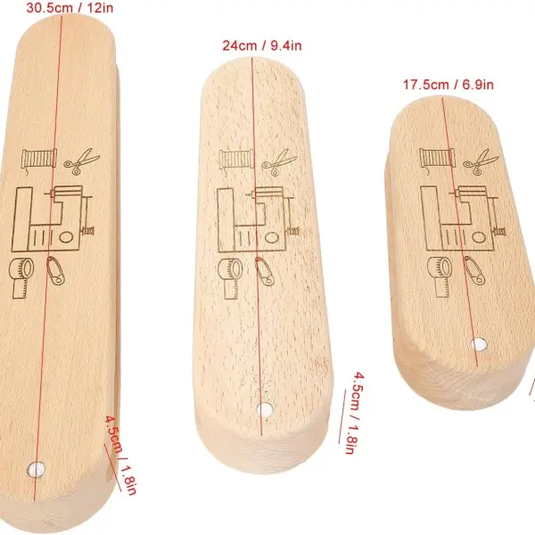 Tissting Wooden Tailors Clapper Set with Magnetic Pin Cushion - 3 Sizes for Quilting, Sewing, and Ironing, Multi-Purpose Tool for Professional Seam Flattening