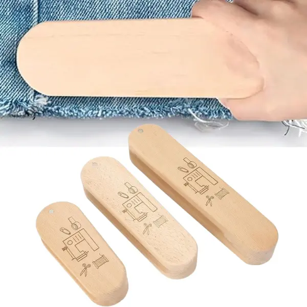 Tissting Wooden Tailors Clapper Set with Magnetic Pin Cushion - 3 Sizes for Quilting, Sewing, and Ironing, Multi-Purpose Tool for Professional Seam Flattening