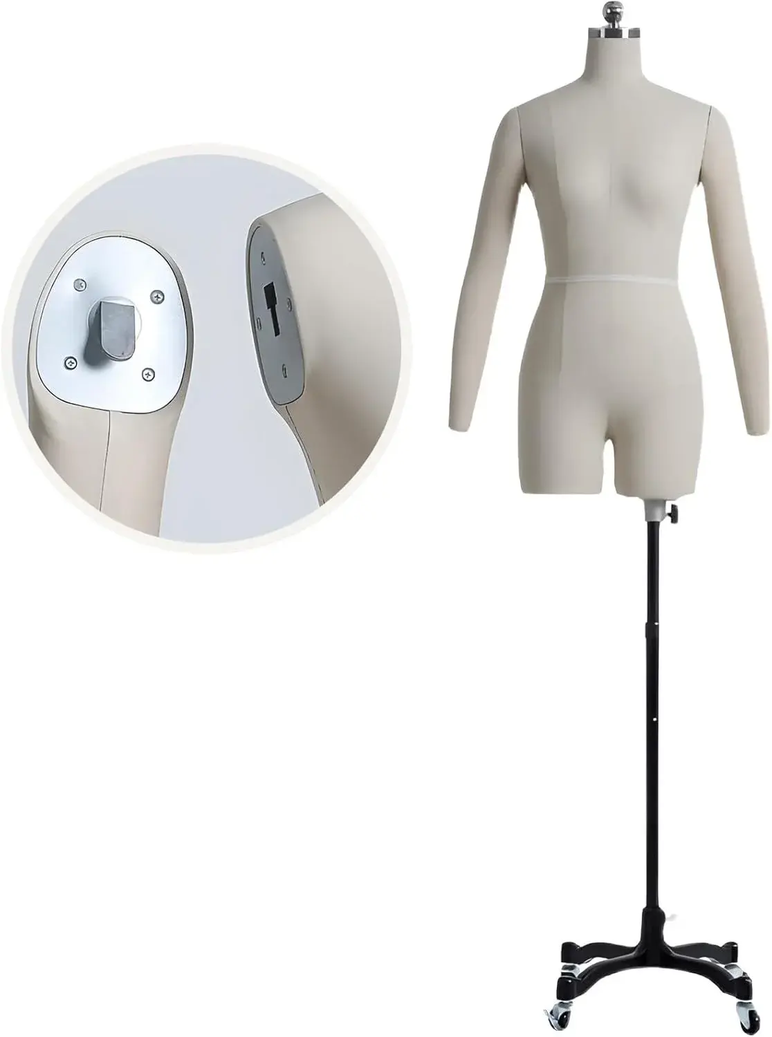 Adjustable L-Shape Foam Dress Form Mannequin with Arms - Soft Tailoring Dummy, Pin-Friendly Half Body Female Dressmaking Tool for Sewing & Craft Projects