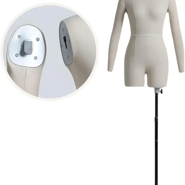 Adjustable L-Shape Foam Dress Form Mannequin with Arms - Soft Tailoring Dummy, Pin-Friendly Half Body Female Dressmaking Tool for Sewing & Craft Projects