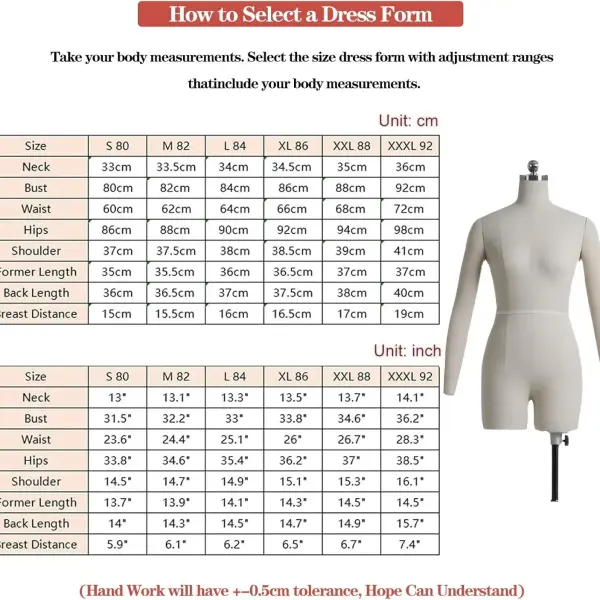 Adjustable L-Shape Foam Dress Form Mannequin with Arms - Soft Tailoring Dummy, Pin-Friendly Half Body Female Dressmaking Tool for Sewing & Craft Projects