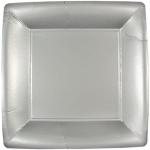 EcoQuality 10 inch Silver Square Dinner Paper Plate – Disposable Elegant Party Plates for Weddings, Birthdays, Catering, Events, and Buffet Table – Heavy Duty Paper Dinnerware (576)
