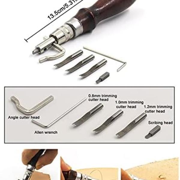 Leather Sewing Kit Professional DIY Leather Craft Tools Kit Hand Sewing Stitching Punch Carving Work Saddle Groover Set Accessories Tool Box(Color:G Set T2)