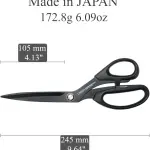 CANARY Japanese Sewing Scissors 9.5", Made in JAPAN, Professional All Purpose Scissors for Fabric, Cloth, Vinyl Sheet, Adhesive, Wallpaper, Non-Stick Coating Blade, Black