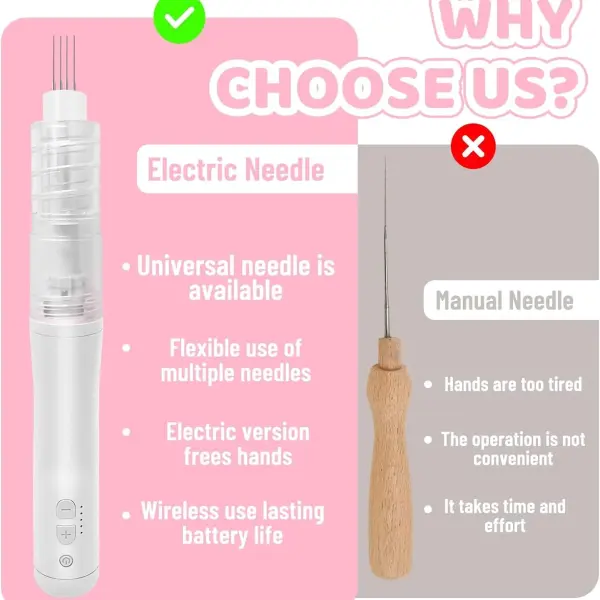 Electric Felting Machine Needles,Needle Felting Machine for Quick Felting,with 1-5 Needles and Speed Control,Automatic Tools for DIY Dry Wool Craft Needlework Equipment (White)