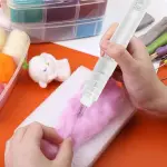 Electric Felting Machine Needles,Needle Felting Machine for Quick Felting,with 1-5 Needles and Speed Control,Automatic Tools for DIY Dry Wool Craft Needlework Equipment (White)