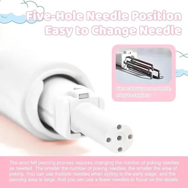 Electric Felting Machine Needles,Needle Felting Machine for Quick Felting,with 1-5 Needles and Speed Control,Automatic Tools for DIY Dry Wool Craft Needlework Equipment (White)