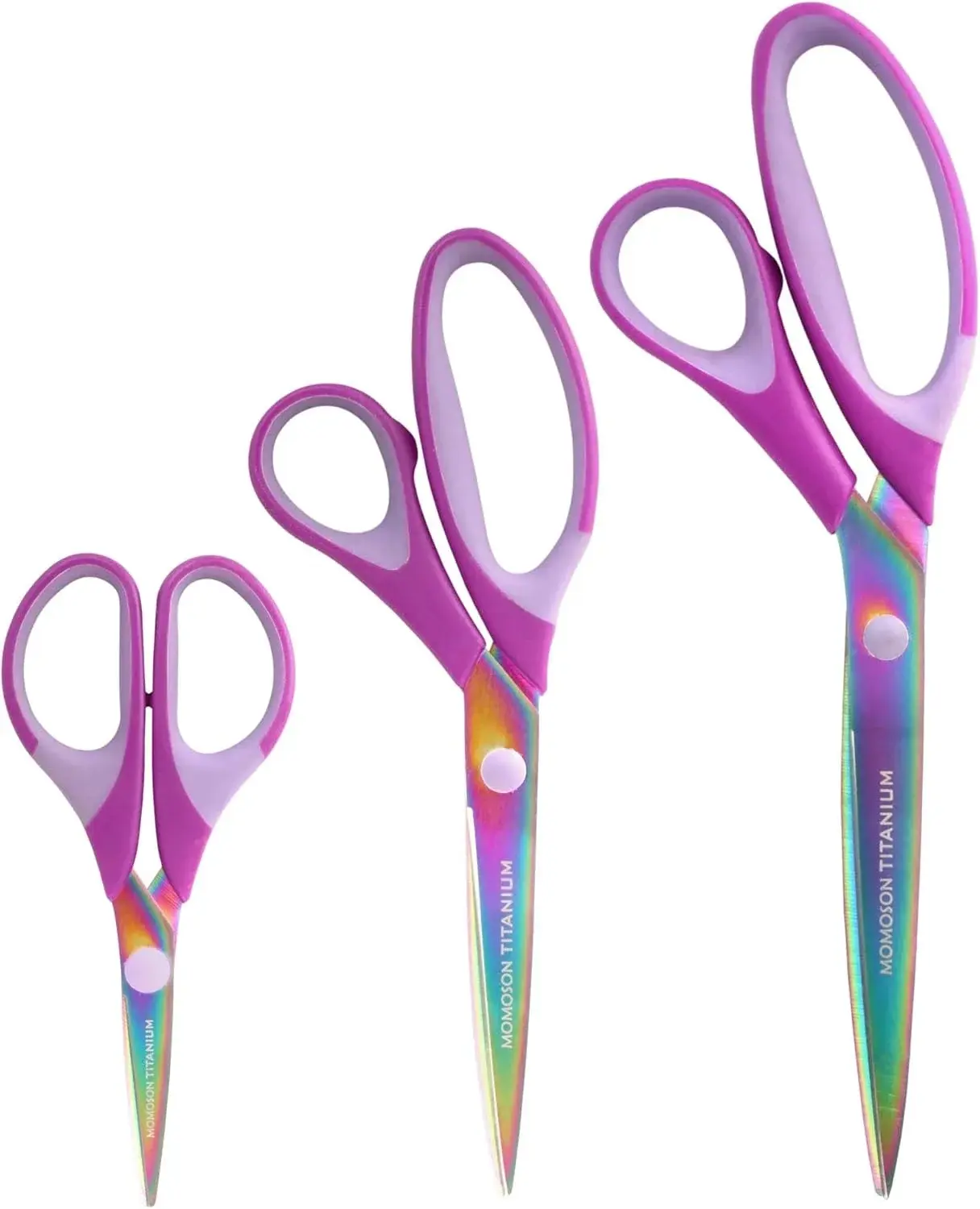 JubileeYarn Titanium Softgrip Scissors Set for Sewing, Arts, Crafts, Office - 10 Sets of 3 - Purple