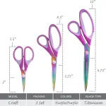 JubileeYarn Titanium Softgrip Scissors Set for Sewing, Arts, Crafts, Office - 10 Sets of 3 - Purple