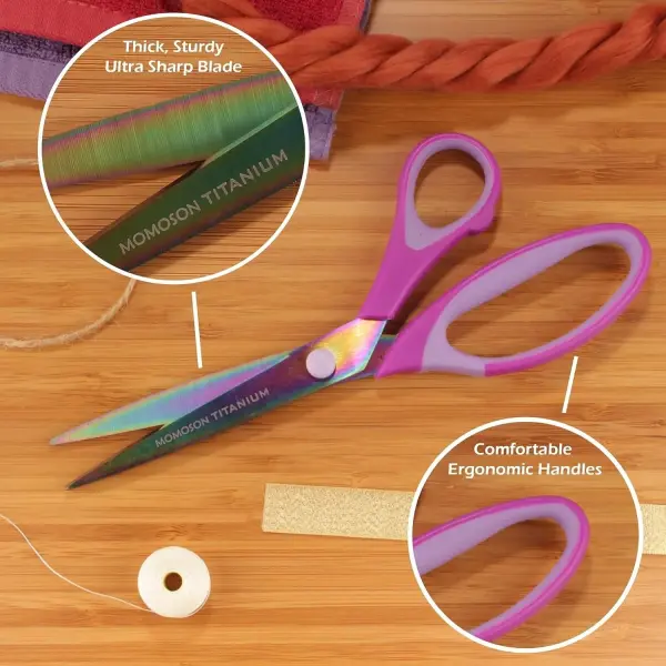 JubileeYarn Titanium Softgrip Scissors Set for Sewing, Arts, Crafts, Office - 10 Sets of 3 - Purple
