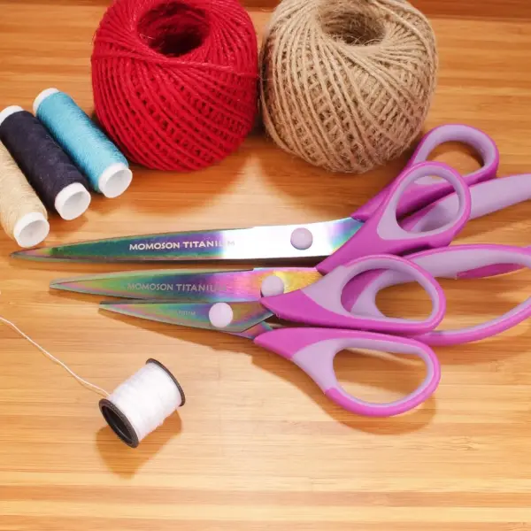 JubileeYarn Titanium Softgrip Scissors Set for Sewing, Arts, Crafts, Office - 10 Sets of 3 - Purple