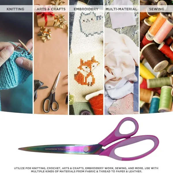 JubileeYarn Titanium Softgrip Scissors Set for Sewing, Arts, Crafts, Office - 10 Sets of 3 - Purple