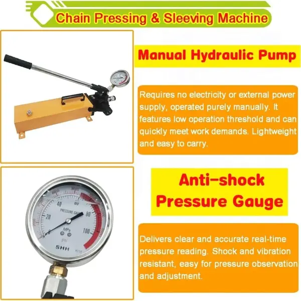 100T Crawler Pin Pressing Machine Hydraulic Track Chain Pressing Press Sleeve Pin Dismantling Machine Hand Pump Excavator Chain Repairing Tool for Excavator Maintenance