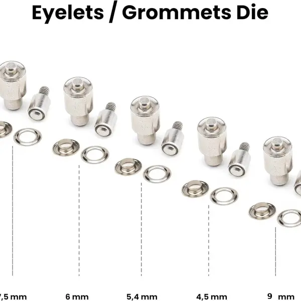 Snap Button Fastener, Rivet, Eyelet, Grommet Hand Press Machine with Setting Dies All in One Set