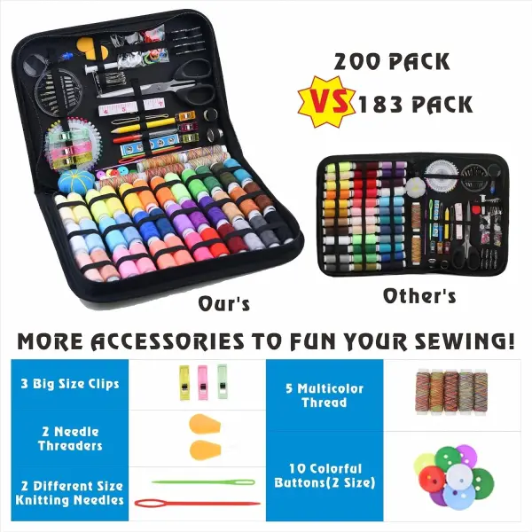 INSCRAFT Sewing Kit, 200 Premium Sewing Supplies, 41 XL Thread Spools, Suitable for Traveller, Adults, Beginner, Emergency, DIY and Home by INSCRAFT