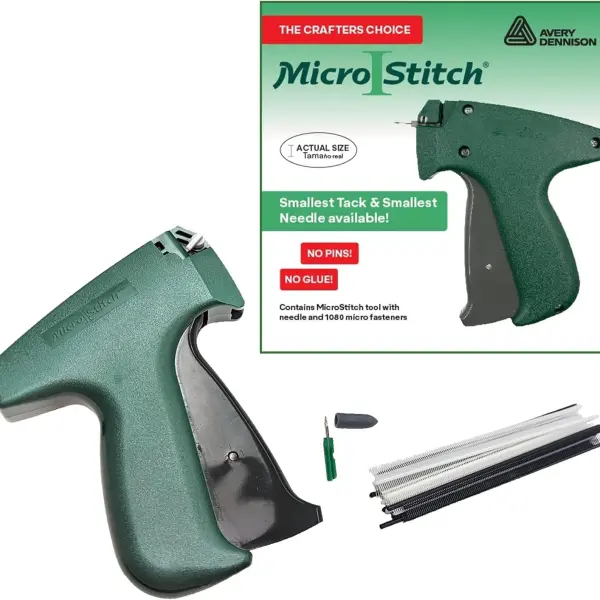 MicroStitch® All‑in‑One Tagging Gun Kit – Ultra‑Fine Needle Tagger with Black/White & Color Fasteners – Fabric‑Safe for Clothing Repairs, Quilting, Crafts, and DIY Projects (Black & White)