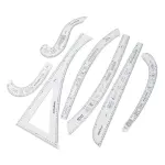 Generic 7Pcs Sewing Ruler Tailor Set, Clear High Accuracy Scale Acrylic Clothing Ruler, Pattern Drafting Tool with Transparent Fashion Design, Ideal for Sewing & Tailoring