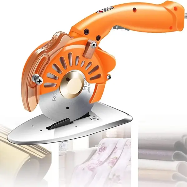Electric Fabric Cutter - 5 Speed Adjustable Fabric Scissor, Ergonomic Handle + Safety Lock, Leather Multi-Layer Fabric Cutter, Round Knife Cloth Cutting Machine - Cloth,