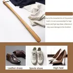 Extra Long B Wood Shoe Horn - Easy Shoe Helper for Men & Seniors, Smooth Finish, Includes Lanyard for Convenient Storage - Ideal for Effortless Shoe Wearing