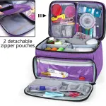 Luxja Sewing Accessories Organizer with 2 Detachable Clear Pockets, Sewing Supplies Organizer (Patent Design), Purple