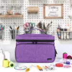 Luxja Sewing Accessories Organizer with 2 Detachable Clear Pockets, Sewing Supplies Organizer (Patent Design), Purple