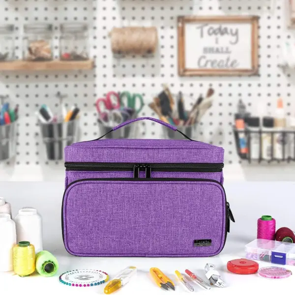 Luxja Sewing Accessories Organizer with 2 Detachable Clear Pockets, Sewing Supplies Organizer (Patent Design), Purple