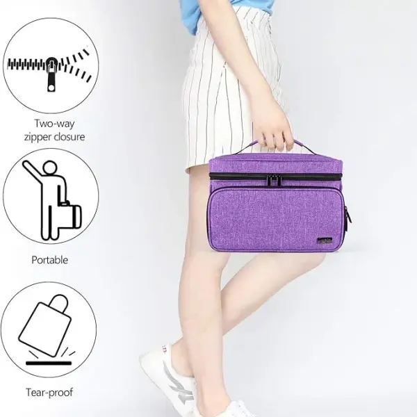 Luxja Sewing Accessories Organizer with 2 Detachable Clear Pockets, Sewing Supplies Organizer (Patent Design), Purple
