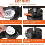 VEVOR Button Maker, 1/1.25/2.28 inch(25/32/58mm) 3-in-1 Pin Maker with 300pcs Button Parts, Ergonomic Arc Handle Punch Press Kit, Button Maker Machine with Panda Magic Book, for Children DIY Gifts