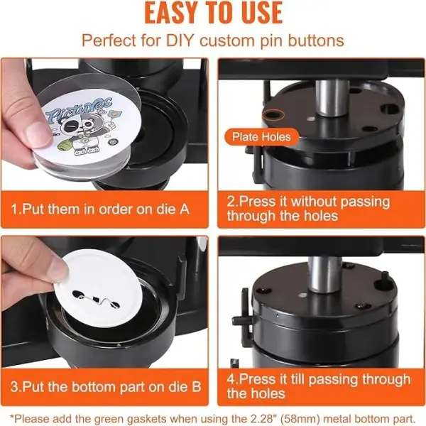 VEVOR Button Maker, 1/1.25/2.28 inch(25/32/58mm) 3-in-1 Pin Maker with 300pcs Button Parts, Ergonomic Arc Handle Punch Press Kit, Button Maker Machine with Panda Magic Book, for Children DIY Gifts