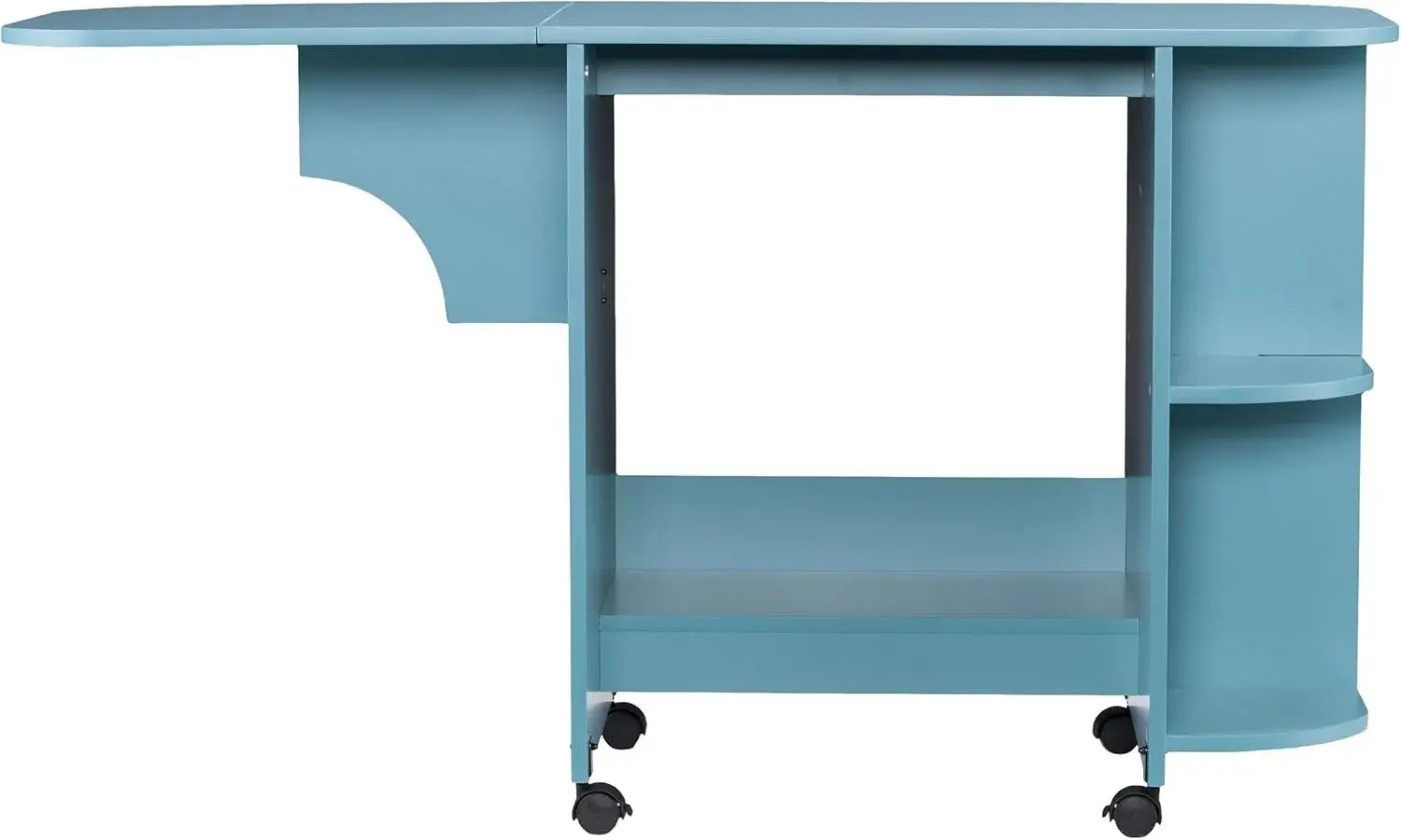SEI Furniture - Stradville Expandable Rolling Sewing Table Craft Station - Turquoise - Transitional Design, Blue Finish - Ideal for Living Room, Bedroom (HZ8665)