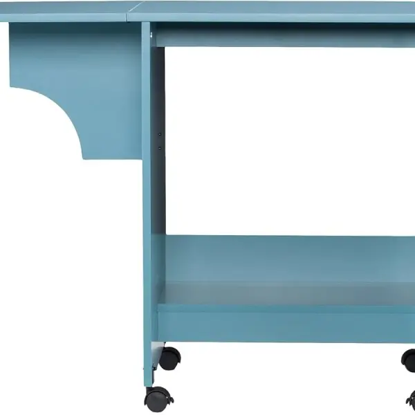 SEI Furniture - Stradville Expandable Rolling Sewing Table Craft Station - Turquoise - Transitional Design, Blue Finish - Ideal for Living Room, Bedroom (HZ8665)