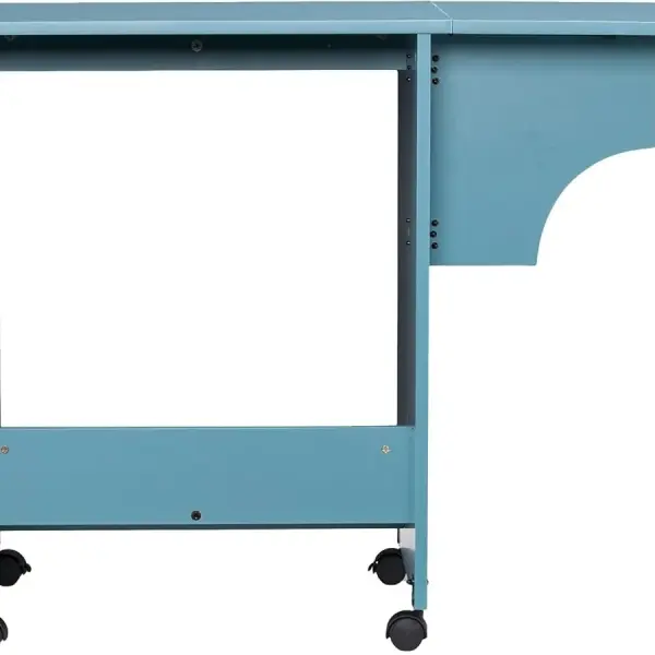 SEI Furniture - Stradville Expandable Rolling Sewing Table Craft Station - Turquoise - Transitional Design, Blue Finish - Ideal for Living Room, Bedroom (HZ8665)