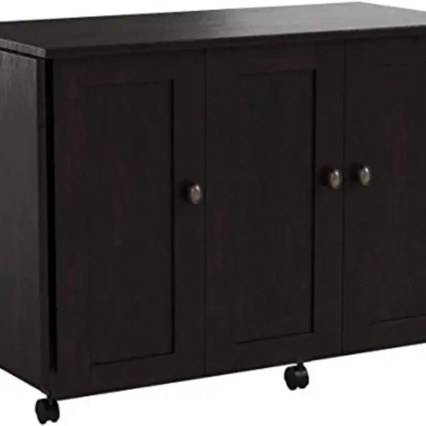 Sauder Miscellaneous Storage Easy Rolling Sewing and Craft Table/Cart/ Pantry cabinets, Cinnamon Cherry finish