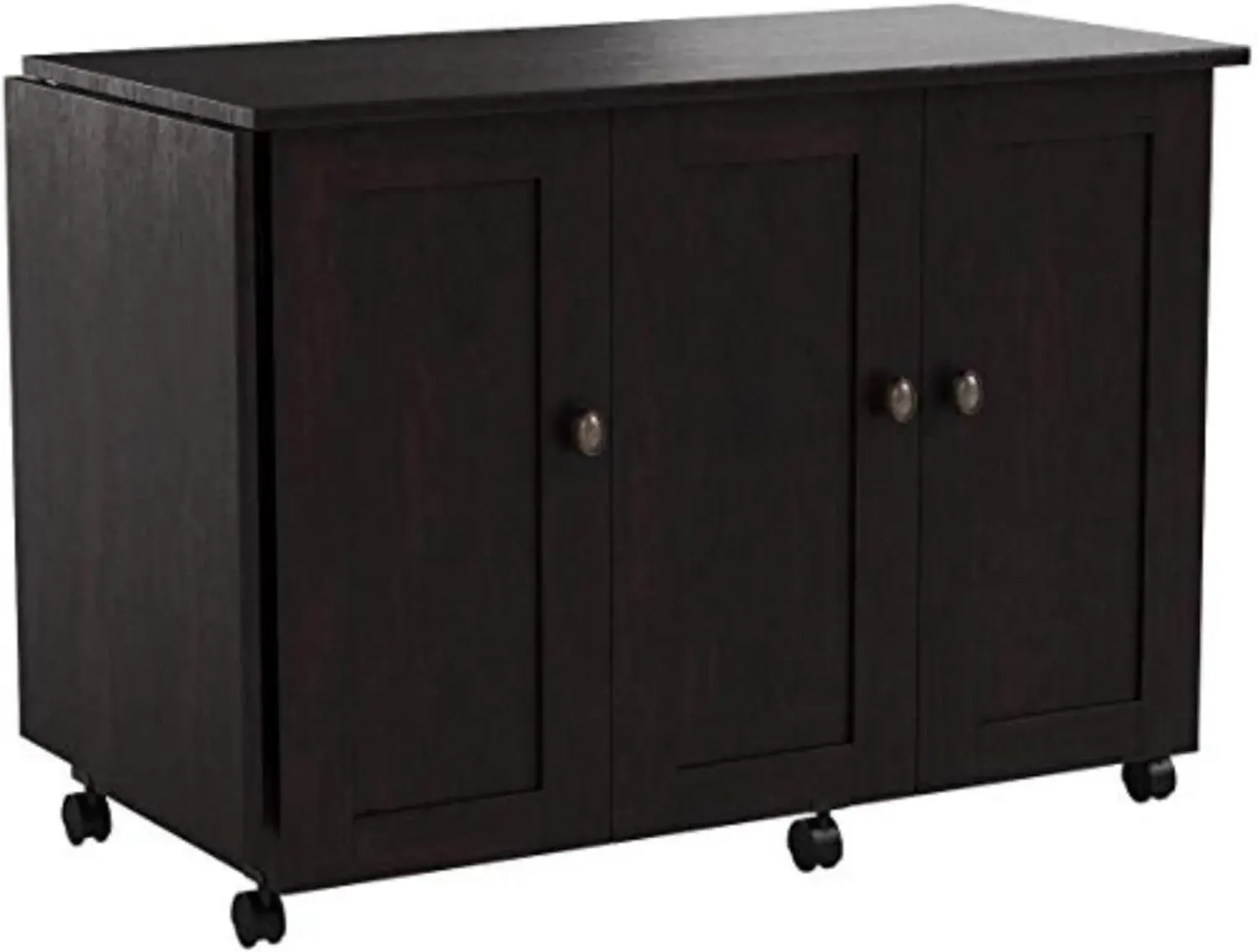 Sauder Miscellaneous Storage Easy Rolling Sewing and Craft Table/Cart/ Pantry cabinets, Cinnamon Cherry finish
