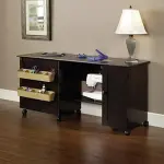 Sauder Miscellaneous Storage Easy Rolling Sewing and Craft Table/Cart/ Pantry cabinets, Cinnamon Cherry finish
