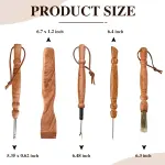 SAVINA Set 5 Wooden Sewing Tool - Seam Ripper, Seam Press, Stiletto, Basting Pin Tool, Cleaning Brush - Premium Hardwood Handles for Quilting & Hand Sewing