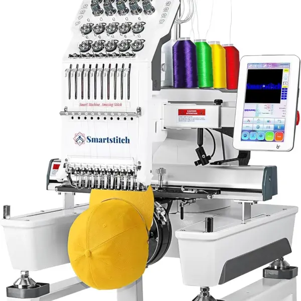 Smartstitch S-1001 Upgraded Embroidery Machine with 10 Needles, 1200SPM Max Speed, 7" Touch Screen, 9.5"x14.2" Embroidery Area, New Gen of Commercial Embroidery Machine for Flat, Hat, T-shirt and more